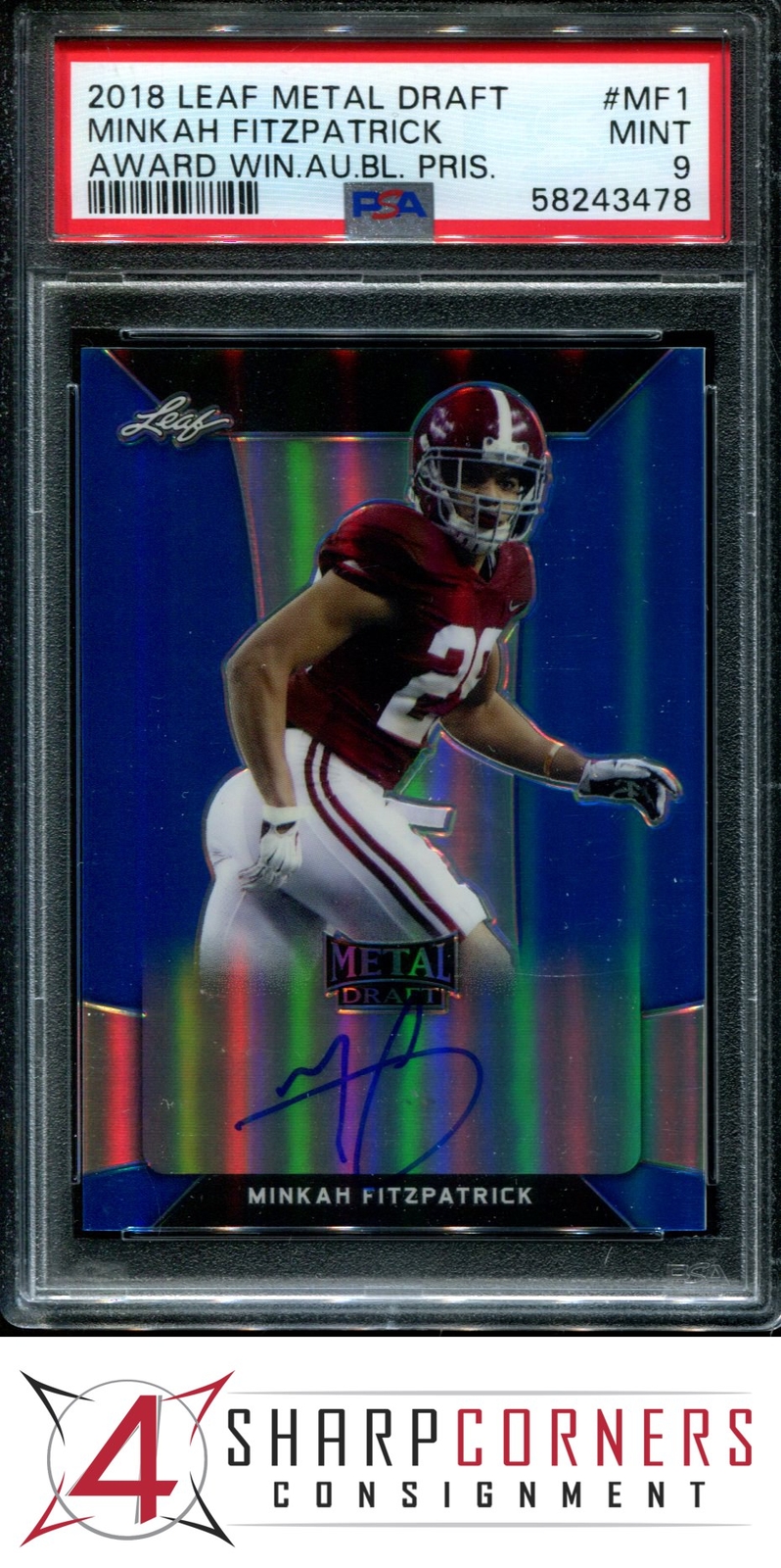 Minkah Fitzpatrick Leaf Metal Draft Award Winners Autographs #MF1 Blue Prismatic