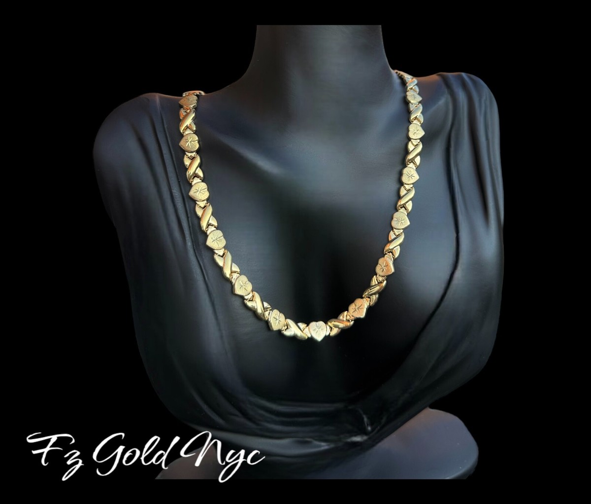Buy 10K Real Gold Necklace Bracelet Set-Hugs Kisses and Hearts