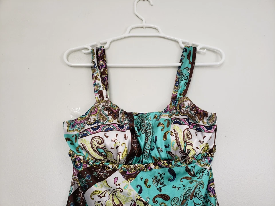 A5) VTG 90s Y2K Satin Babydoll Top Womens size M Paisley Whimsigoth Fairy Grunge - Image 2 of 4