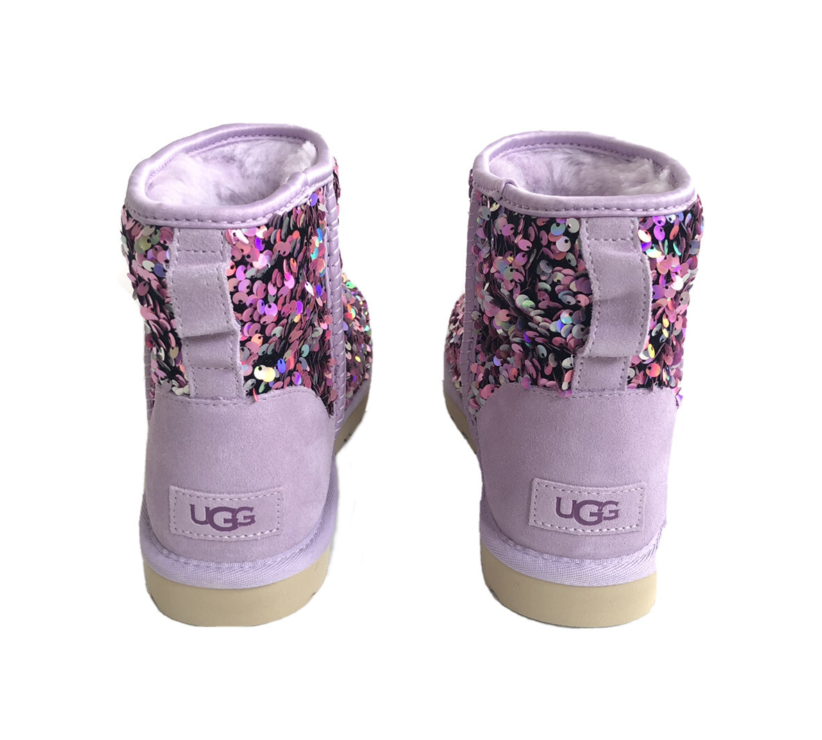 UGG CLASSIC MINI STELLAR SEQUIN LILAC FROST SPARKLES BOOTS US 7