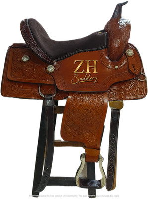 Handmade Barrel Racing Western Horse Saddle Tooled Leather Trail Tack Equestrian