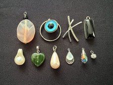 Job Lot of 10 925 Sterling Silver Pendant Gemstone Charm 20.8g Jewellery Making