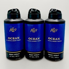 NEW Bath  Body Works Lot of 3 Cans Men's Ocean Body Spray Cologne 3.7 oz