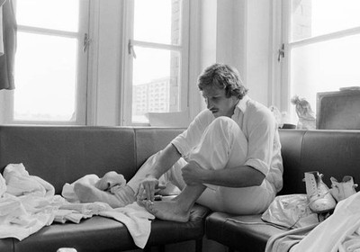 Ian Botham of England getting changed in the England dressing room- Old Photo 2