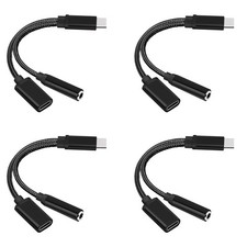 4X Type C to 3.5mm Audio Adapter 2 in 1 USB C Splitter Headphone AUX Audio2676