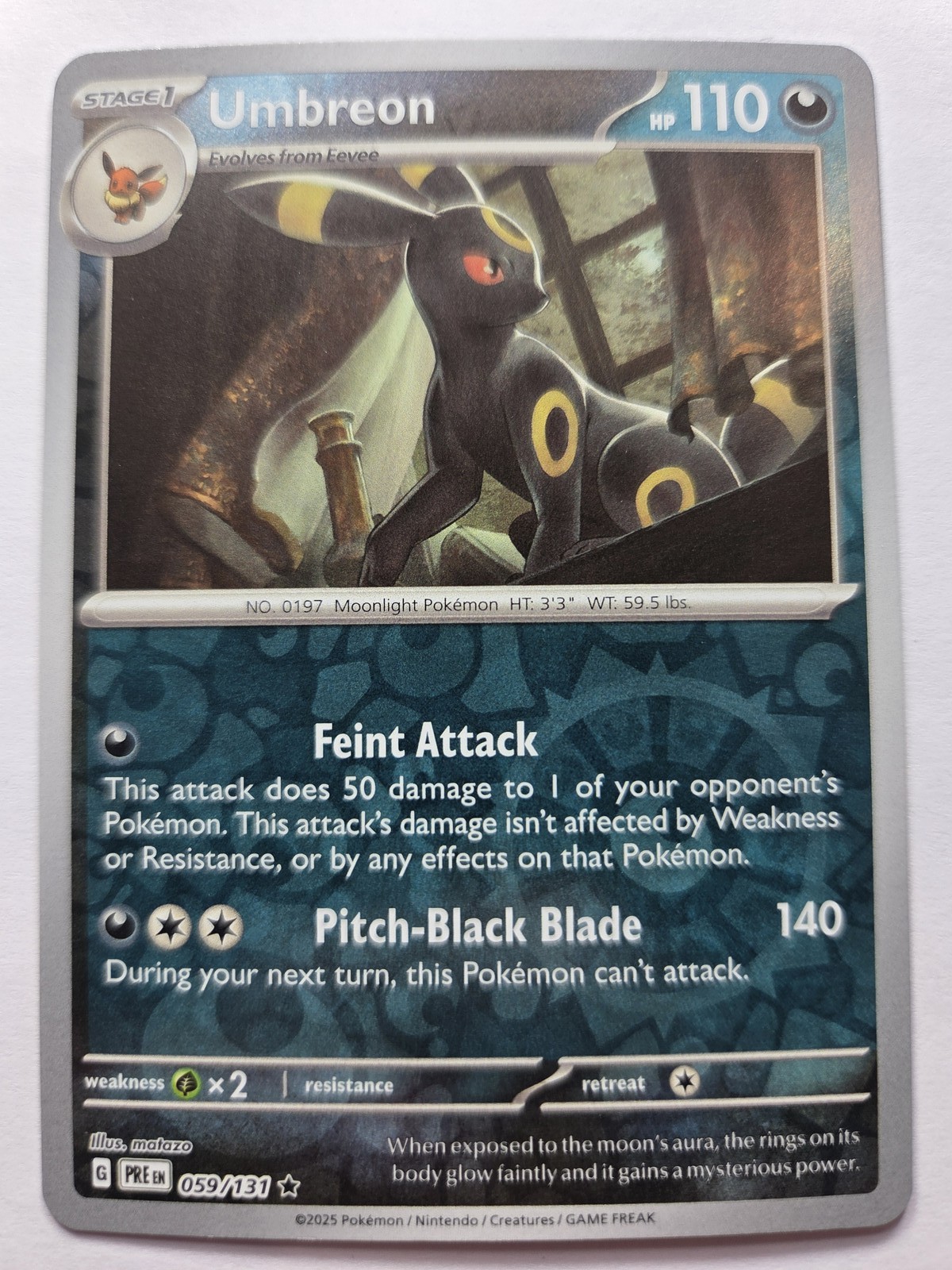 Umbreon 059/131 Rare Reverse Holo PRE SV: Prismatic Evolutions NM Pokemon Tcg