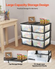 Plastic Storage Drawers, 2 Pack Storage Organizer Drawer, 6 Drawers Closet Organ