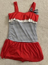 Red And Blue Stripe One-Piece Swimsuit, size S