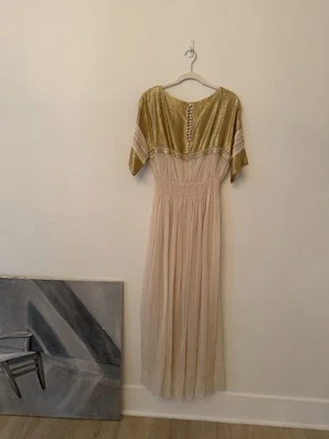 gold grecian style dress 498B Gold Sequins V Back & Bow Baby Dress main image 1