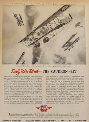 Caudron Bomber Plane Aircraft Picture Magazine Ad Original Vtg Phillips 66