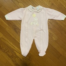 Vintage Carter  s Baby Girl 9 Month Pink Collared One Piece Footies Girl  Duck