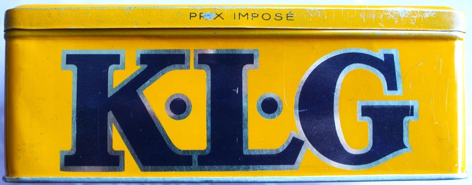 Boite en tôle de bougies (vide) marque KLG . 18,50 x 11 x 6,80 cm. ORIGINAL - Photo 2/4