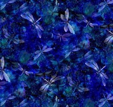 Timeless Treasures Dragonfly Illusion Blue Dragonflies Cotton Fabric by Yard