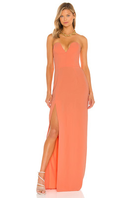 Amanda Uprichard Cherri Gown in Sunset Orange Strapless M NWOT $260