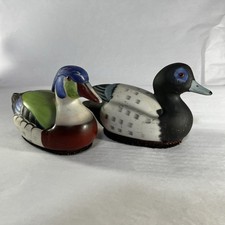 Vintage Jasco Set Of Two Porcelain Duck Figurines and/or Lint Remover Brushes