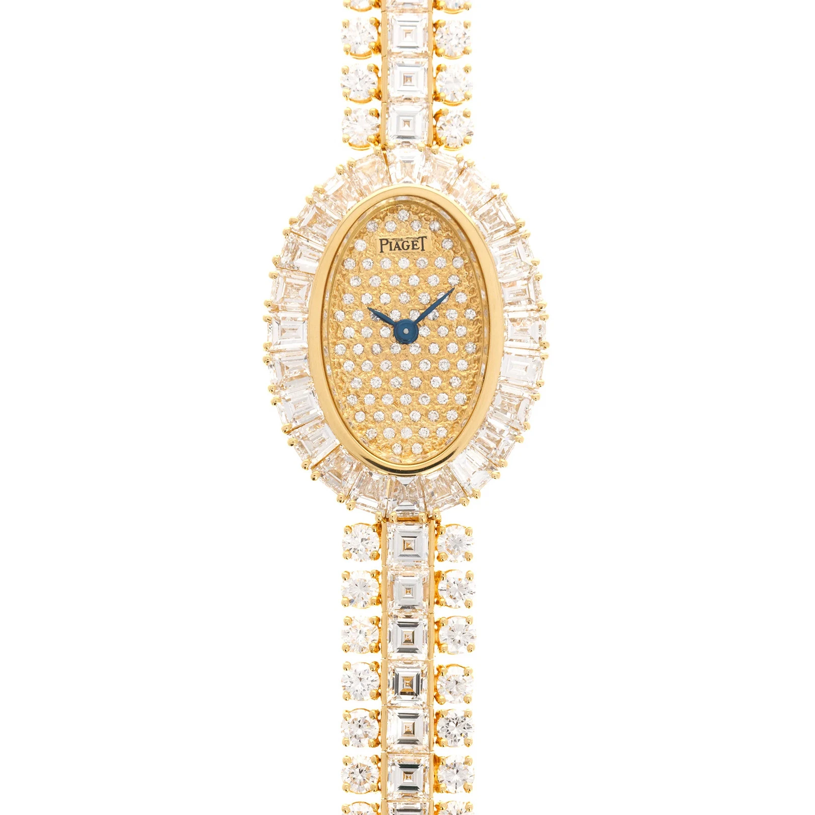 Piaget — Piaget Yellow Gold Baguette Bezel with Pave Dial and Diamonds Bracelet