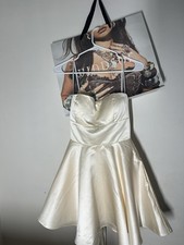 Windsor Ivory Satin Fit & Flare Mini Dress Sweetheart Lace-Up Back XS