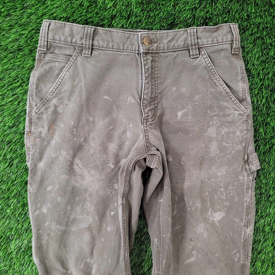 Carhartt Carpenter Baggy Pants 30x28 Distressed Faded Gray Rugged Flex  - Image 2 of 4