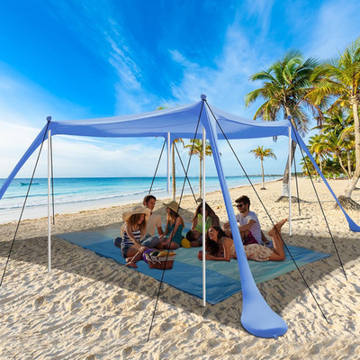 Strandzelt UV Schutz  Sonnenzelt Sonnensegel Strand Zelt 3 × 3M Komfort Outdoor-