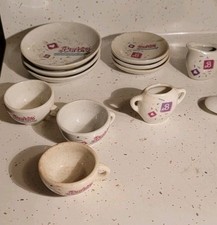 BARBIE TEA CUPS SAUCERS PLATES CREAMER 12PC LOT 1981-1990 VINTAGE DOLL PORCELAIN