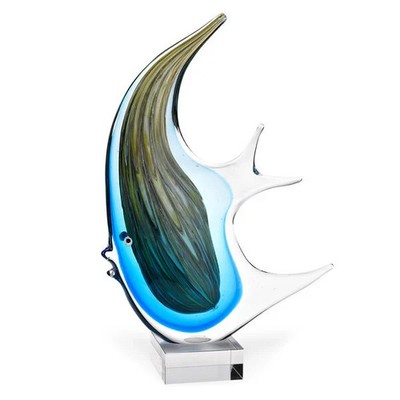 Badash Murano Style Giant Angel Fish Art Glass Sculpture 16'' Coastal Decor