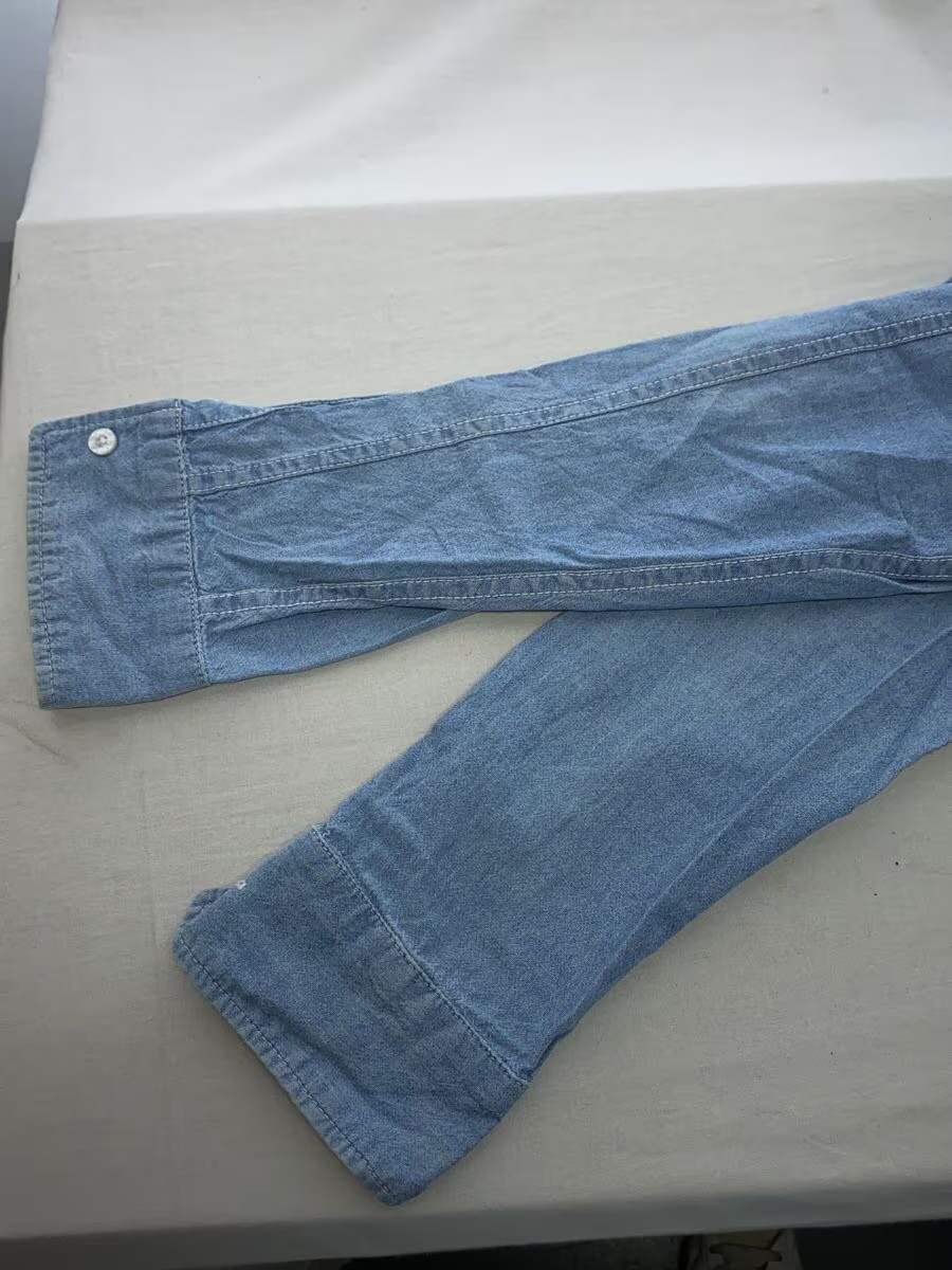 STUSSY Chambray Shirt with Skull Print, Long Sleeve, Medium, Cotton, IDG, Solid  thumbnail 5