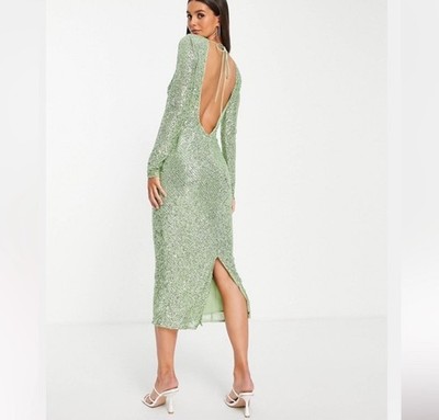 green emerald velvet dress Green Midi Dress Check Cotton Puff Sleeve main image 0