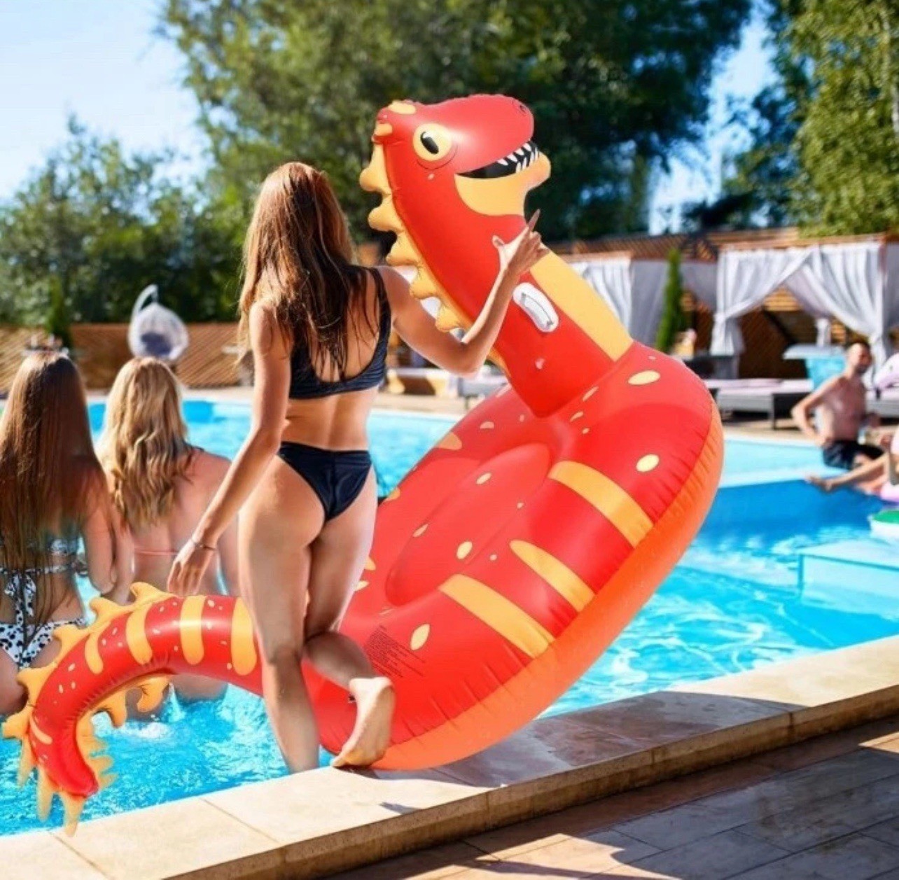 Giant Inflatable Dinosaur Pool Float 95&rdquo; &ndash; Fun for Kids 
