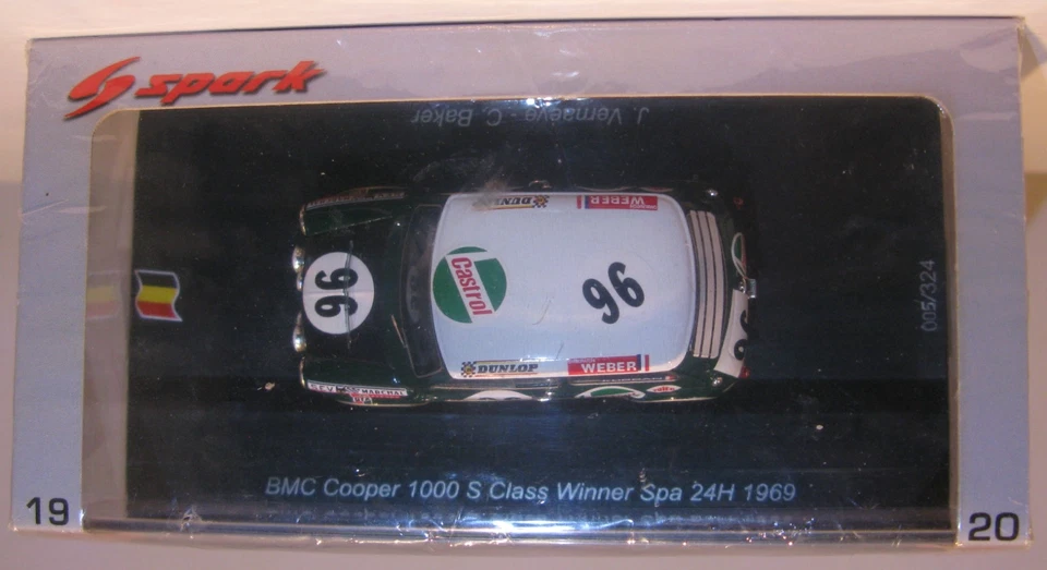 Spark 1:43 100SPA04 BMC Mini Cooper 1000S Class Winner Spa 24 1969 Vemaeve/Baker - Image 2 of 4