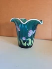 George Fenton 2003 Heirloom Optics Collection Aqua Vase Hand painted