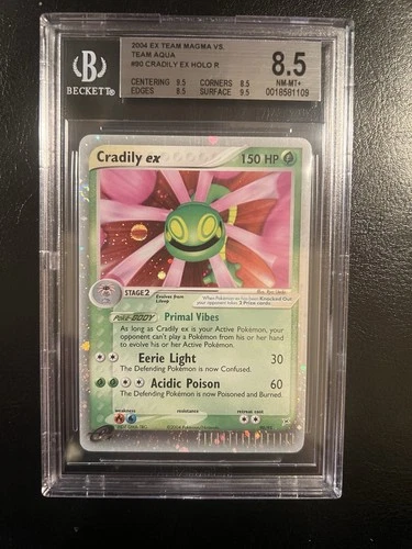 Pokémon TCG Cradily EX 90/95 Team Magma vs Team Aqua Holo Card BGS 8.5 PSA