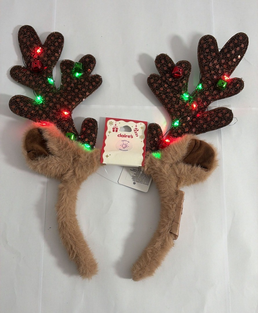Claire's Brown Light-up Reindeer Antlers Jingle Bells Christmas Headband