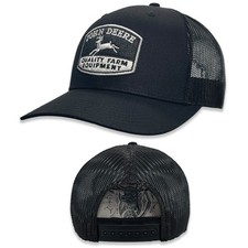 NEW John Deere Black Twill Mesh Vintage Logo Cap Hat LP86102