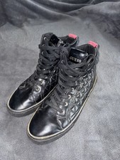 Men’s GUESS Uk Size 9 Smart Casual Trainers Black Leather
