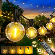 Outdoor String Lights Mains Powered - G40 Garden Festoon Lights 100FT/30M Dimmab