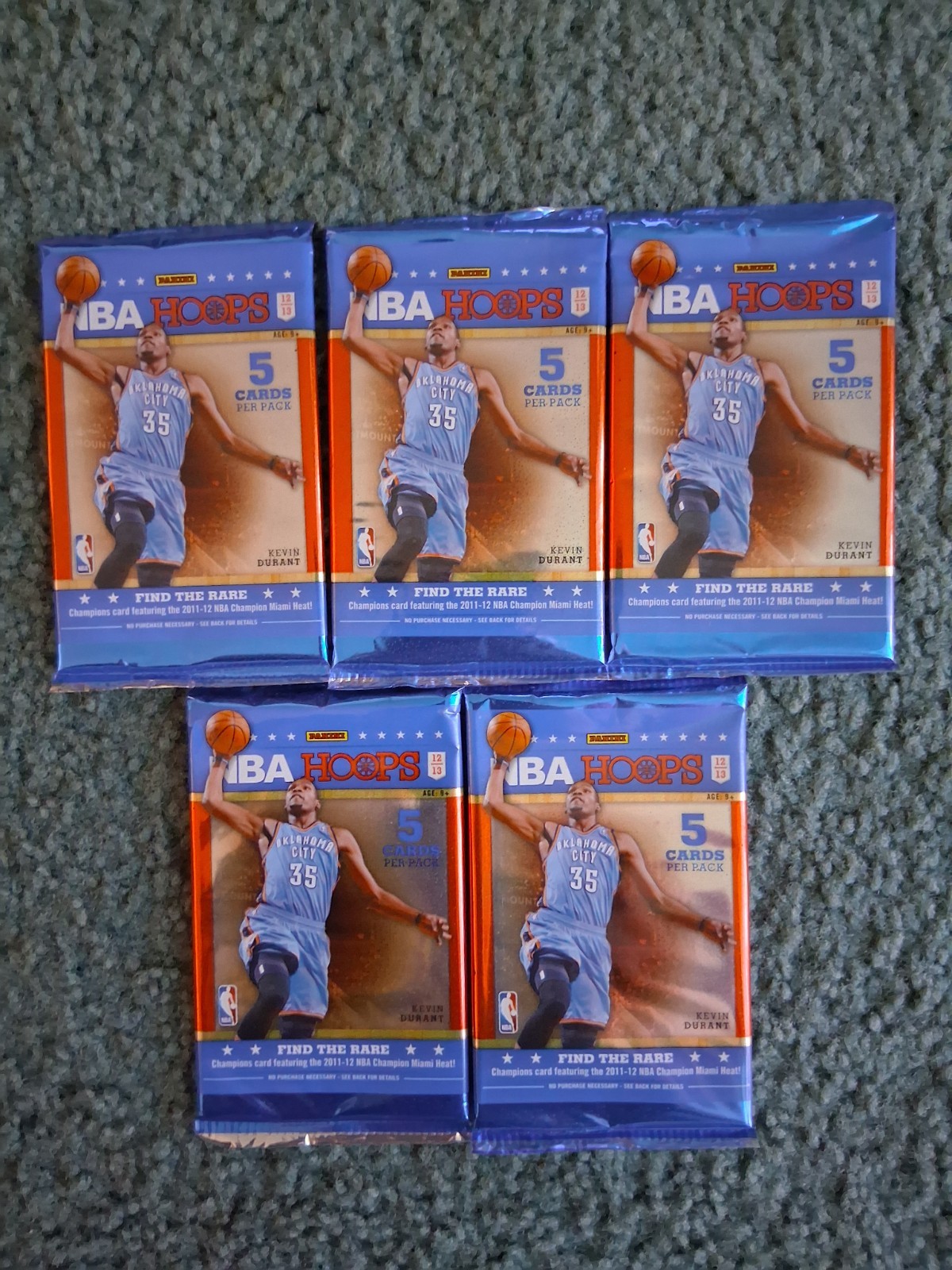 (5)2012-13 PANINI NBA HOOPS 5-CARD PACK LOT FROM SEALED BOX, RC's, KOBE AUTO?