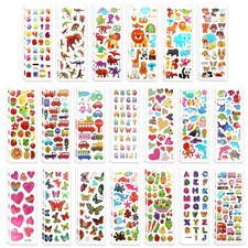 40 Sheets of 3D Puffy Stickers for Kids, Multiple Designs Colorful