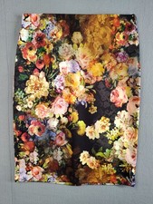 ECI NY Women Skirt L Stunning Bold Colorful Rose Floral Bouquet Textile Mini