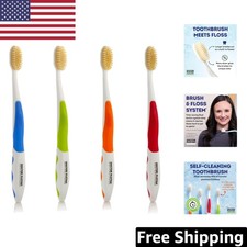 Ultra-Clean Soft Bristle Toothbrush Set for Adults - Flossing Action Included