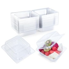 50 Count Clear Plastic Containers with Lids for Food, 50Pcs Cupcake Containers