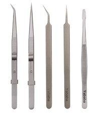 Tweezers, 5 Pcs Precision Tweezers Set, Anti-Static Stainless Steel Long Twee...