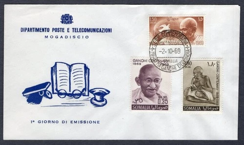 MAHATMA GANDHI INDIAN PEACE LEADER 1969 SOMALIA FDC