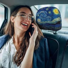 Universal Car Headrest Cover Soft Car Seat One Size The Starry Night Van Gogh