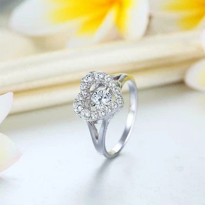 1 Kt Rund Herz Form Diamant Verlobungsring Damen Jubiläum Ring Weißgold-Finish - Bild 1 von 4