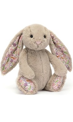 Jellycat Bashful Blossom Beige Bunny Floral Print Rabbit Plush Toy