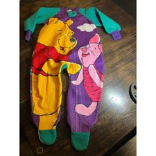 VTG 90s Y2K Disney Store Winnie the Pooh Piglet Footed Pajamas Sleepwear 3T