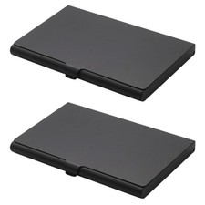 JAKOUE 2 Pack Black Slim Metal Business Card Holder 8mm x 93mm x 8mm, 