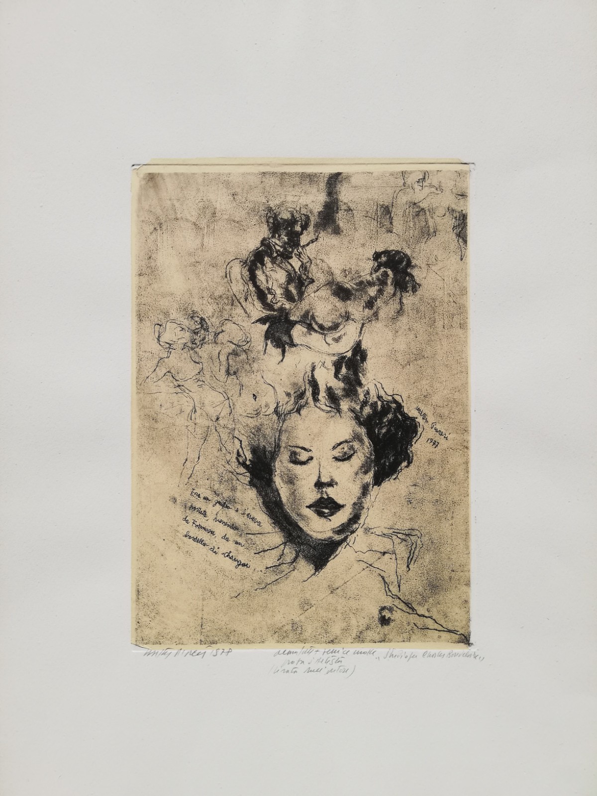 WALTER PLEASI: Rare engraving cm. 64x44 Signed, Dated, Titled. GREAT!!!