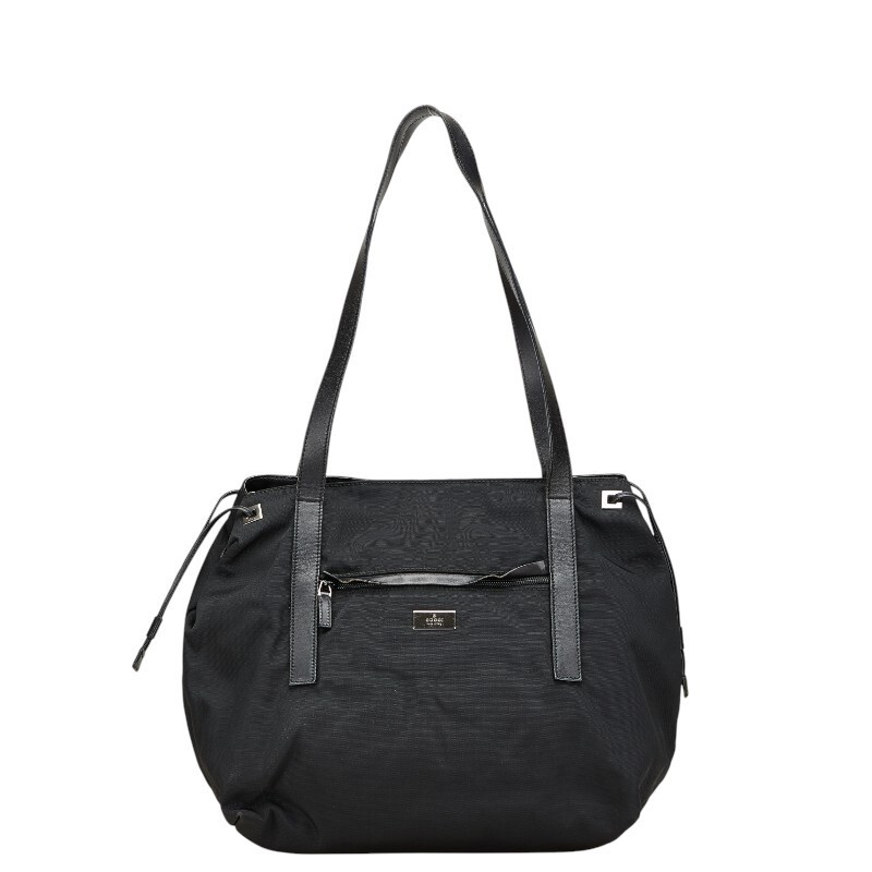 Gucci Black Nylon Leather Tote Bag with Magnetic Closure for Women