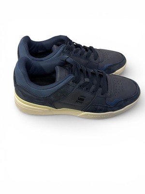 G-Star RAW Attacc Low Sneaker Navy Blue Leather Suede Cream Sole Men's Size 10